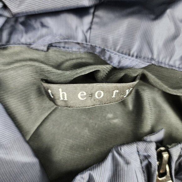 Theory Hoodie Mens XXL Navy Blue Full Zip Windbreaker - Picture 3 of 7